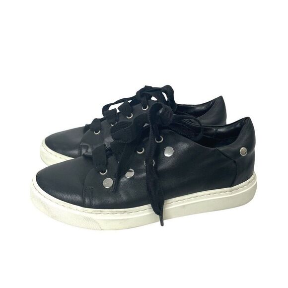 AGL leather stud lace up sneakers Size 35.5‎ black white - Picture 1 of 11